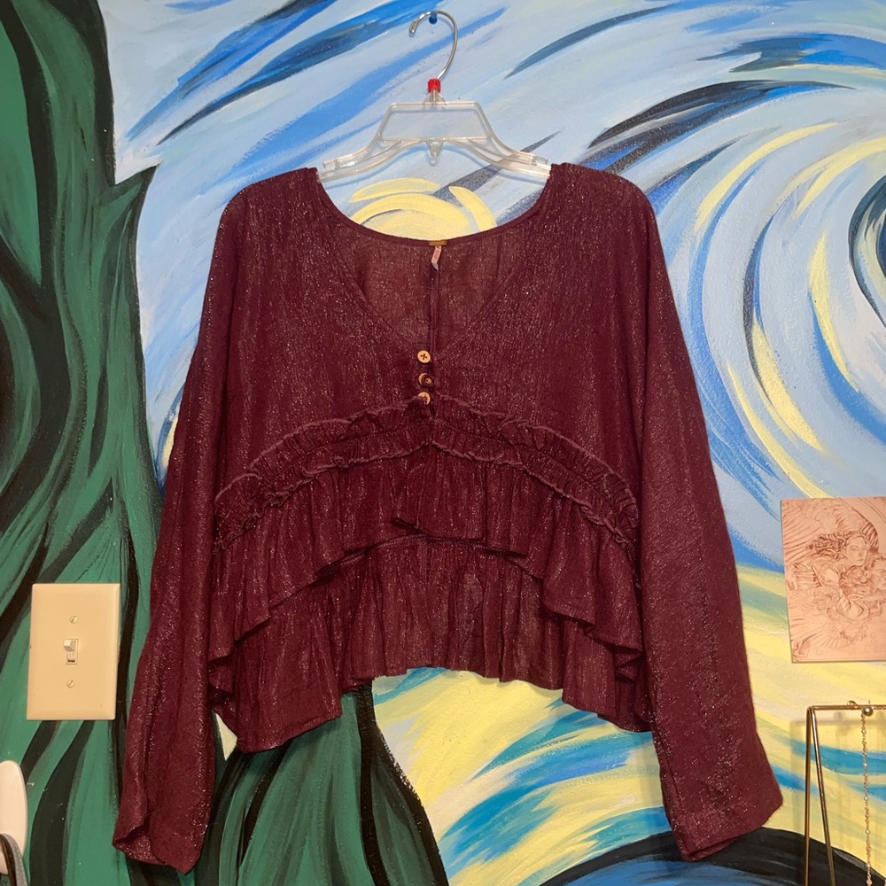 Free People Purple Shimmer Blouse